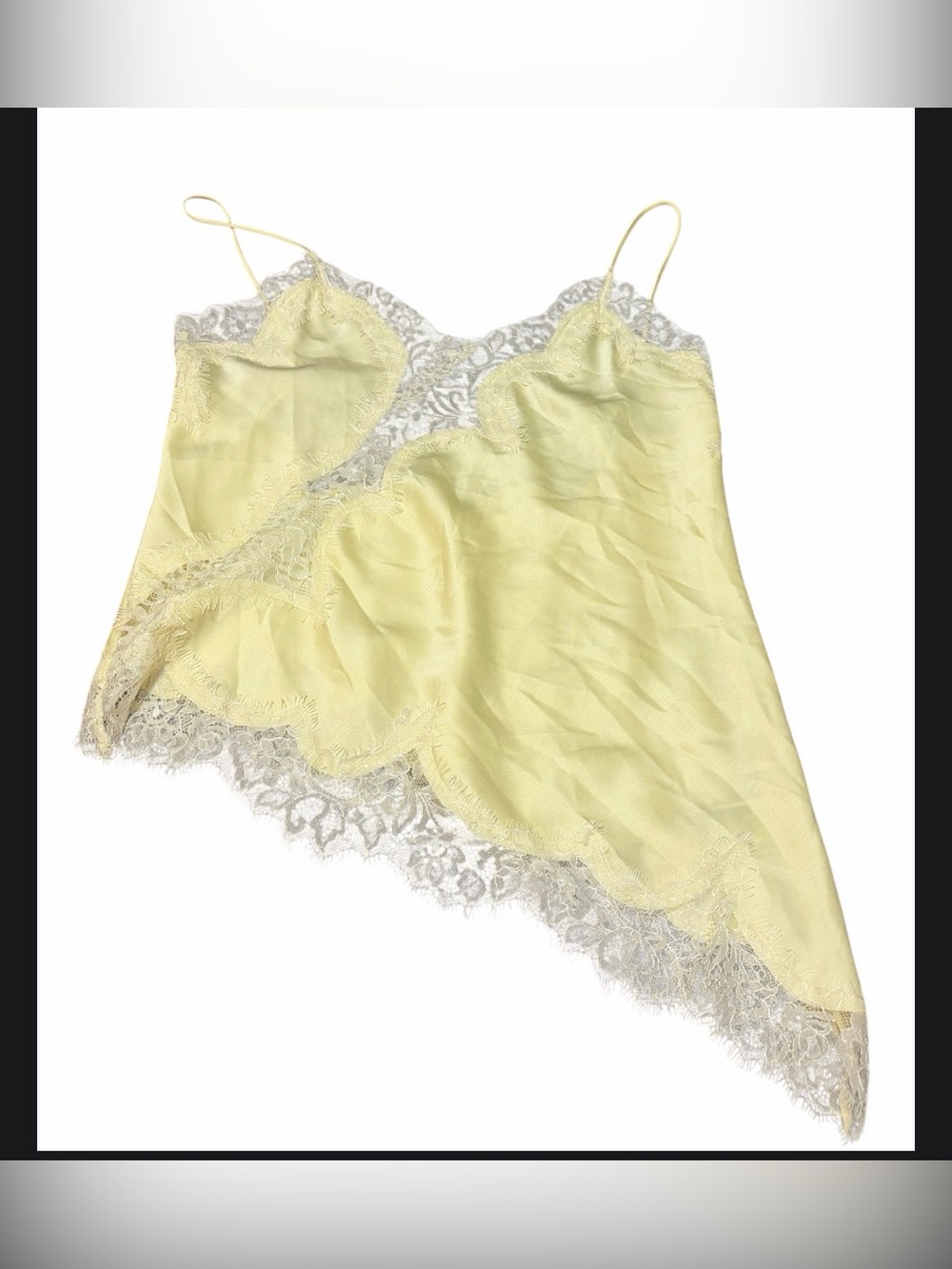 Zara Viral Bloggers Satin Lace Camisole Top Yellow Ivory Y2K Romantic Coquette M - Picture 6 of 10